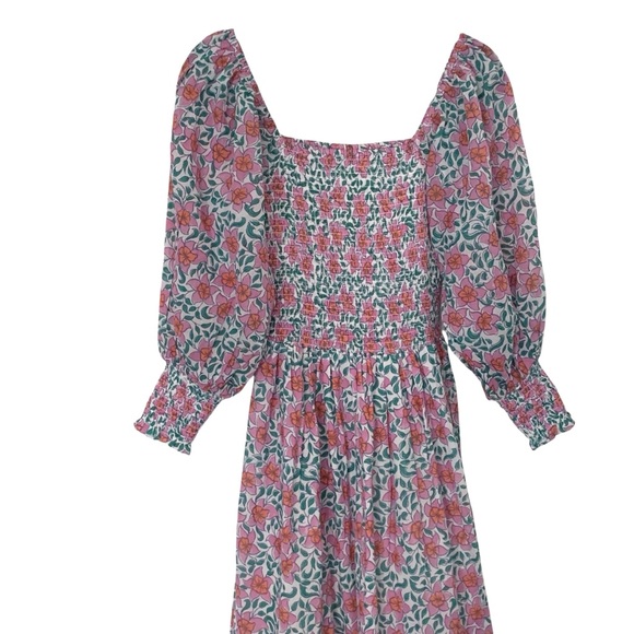 Oliphant Womens XS Purple/Orange Floral Midi/Maxi Dress Feminine Cottagecore - Picture 3 of 9